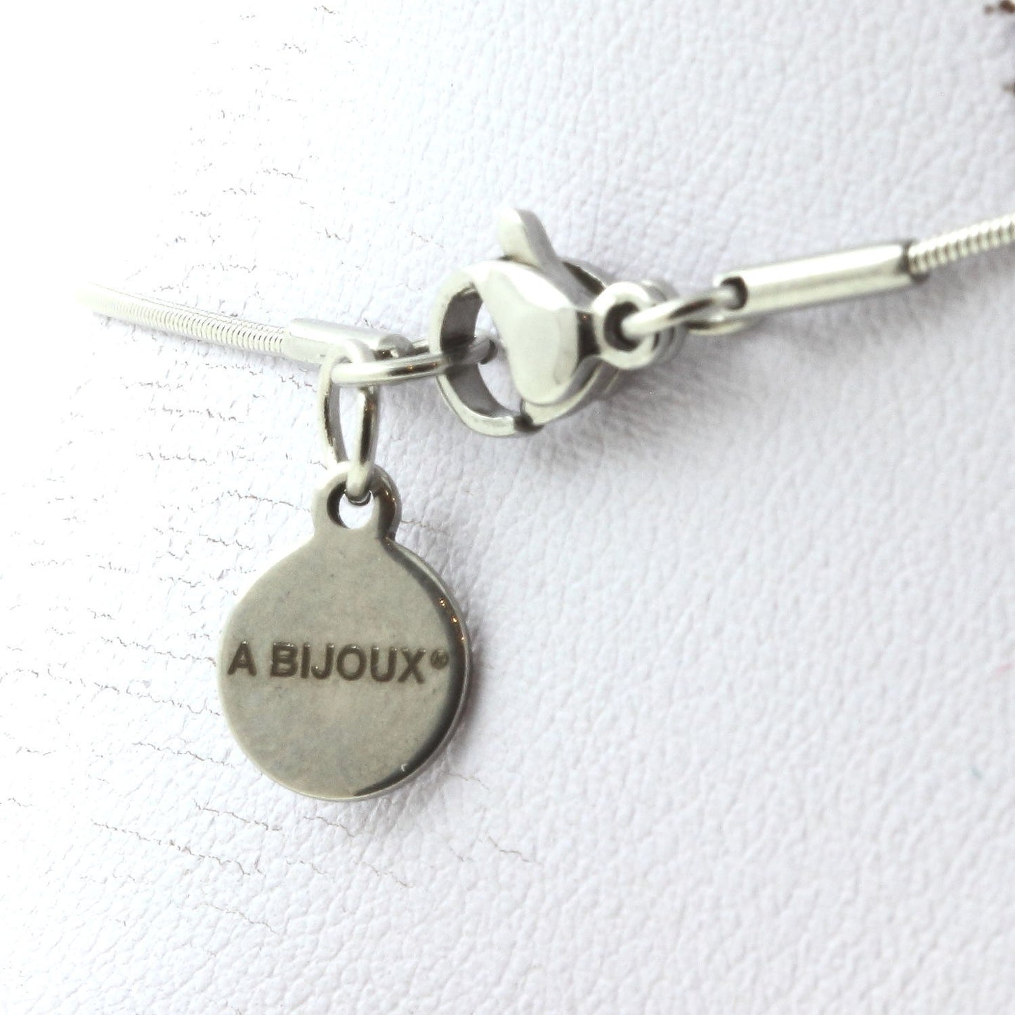 Cracked Quartz from Brazil 8 mm 10 beads necklace, stainless steel chain